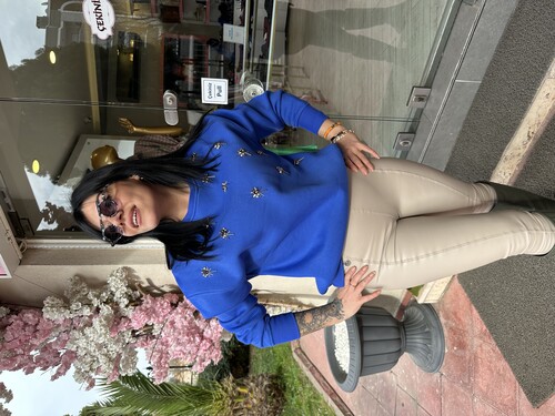 İŞLEMELİ SWEAT MAVİ